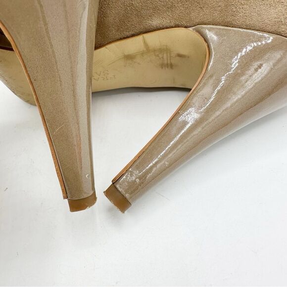 Franco Sarto Nalia Caramel Suede T Strap May-Jane w/Patent Heel and Platform‎ 9 - Picture 9 of 13
